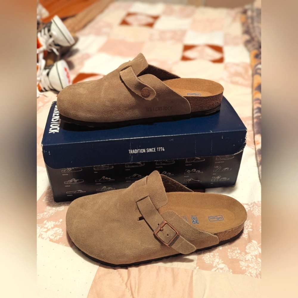 Birkenstock Boston Taupe EU 39 slip-on soft bed shoes